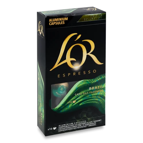 Кава Натуральна Смажена Мелена В Капсулах Brazil Espresso L'OR, 52г