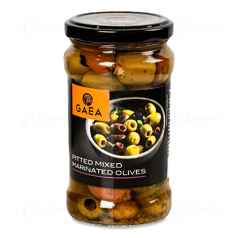 Оливки Gaea мікс без кісточки в маринаді, 290г