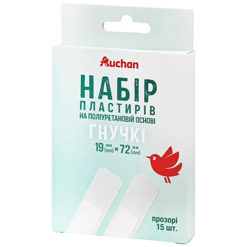Набір пластирів Auchan Гнучких на поліуретановій основі 15шт