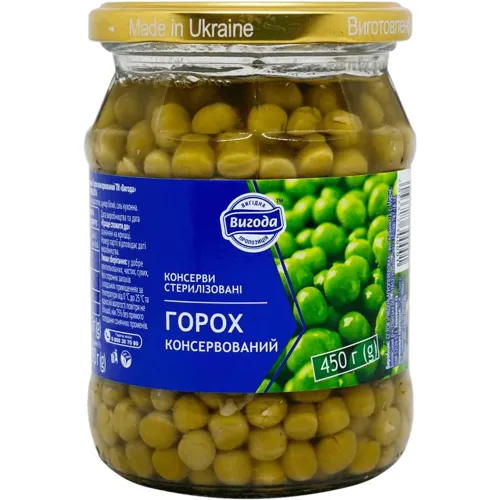 Горошок Вигода зелений консервований 450г