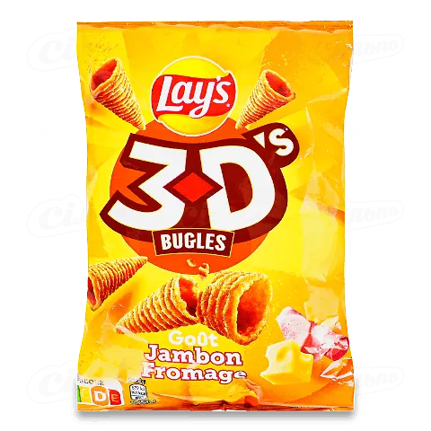 Снеки Lay's 3D'S Bugles кукурудзяні смак шинка-сир, 75г