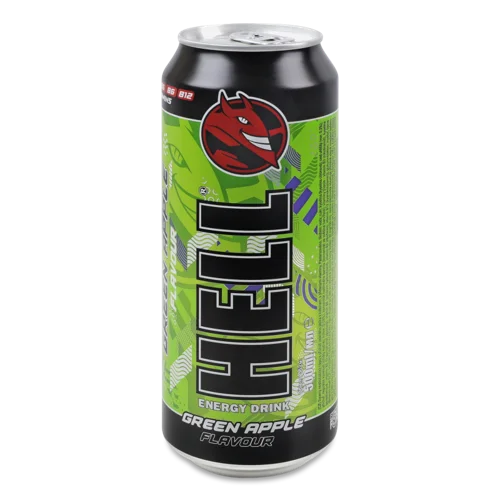 Енергетичний Напій Безалкогольний Газований Кофеїновмісний Green Apple, з/б 500 мл