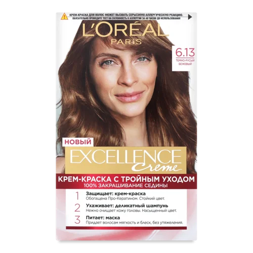 Фарба Для Волосся Темно-Русявий Бежевий 6.13 Excellence Creme L'Oreal Paris 1шт