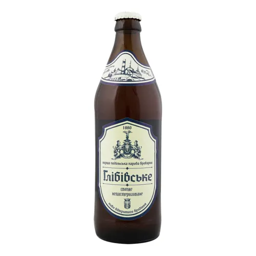 Пиво 0.5л 3.4% світле непастеризоване фільтроване Глібівське Перша Подільська Парова Броварня