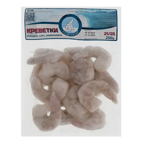 Креветки заморожені очищені сирі Polar Seafood м/у 250г