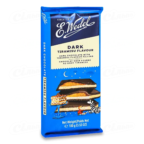 Шоколад чорний E.Wedel зі смаком тірамісу, 100г