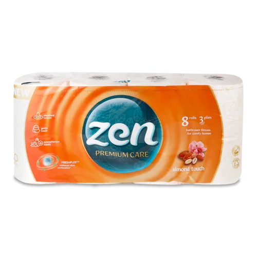 Туалетний Папір 3-Шаровий Almond Touch Premium Care Zen, в/ґ, 8шт