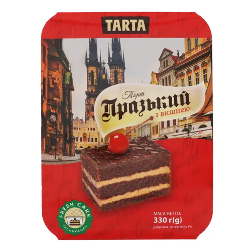 Торт бісквітний Празький з вишнею Tarta п/у 330г