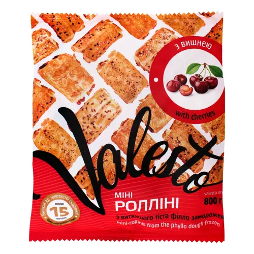 Міні-ролліні з витяжного тіста філло з вишнею заморожені Valesto м/у 800г
