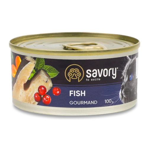 Корм Консервований Повнораціонний Для Дорослих Котів Fish Savory З/б 100г