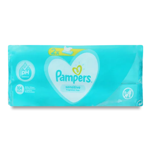 Вологі Салфетки Для Дітей Sensitive Pampers, 2х52 шт, в/ґ