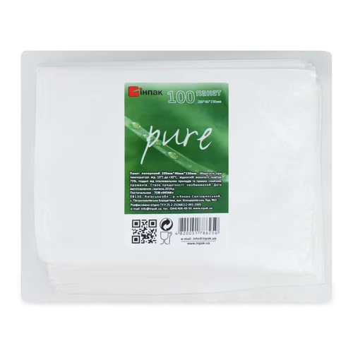 Пакет Паперовий 200х40х230мм Pure Інпак, 100шт