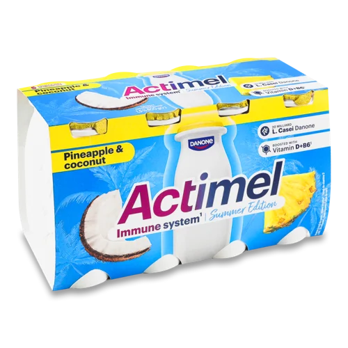 Кисломолочний Продукт 1.5% Pineapple & Coconut Actimel, к/у 8х100г
