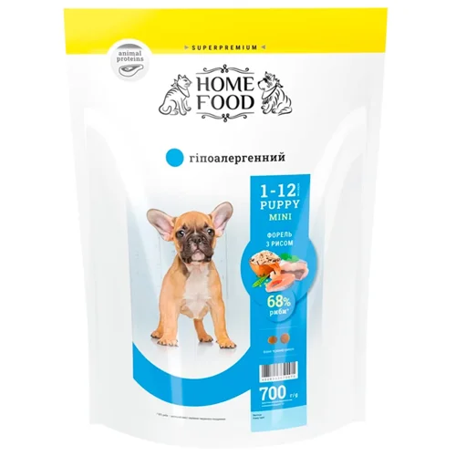 Корм сухий Home Food з ягням та рисом для цуценят малих порід 700г
