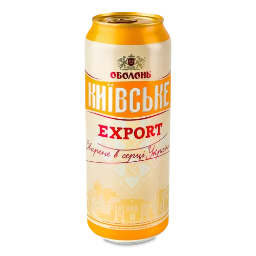 Пиво Світле Київське Export Оболонь, 0.5л, 4.7%, пастеризоване, з/б