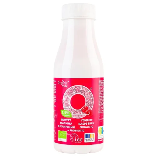Йогурт Organic Milk Малина органічний питний 1,5% 280г