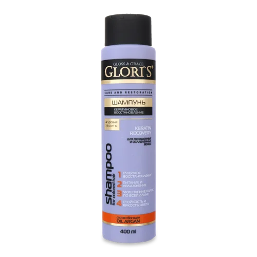 Шампунь для Волосся Keratin Recovery Glori's, Відновлюючий, 400мл