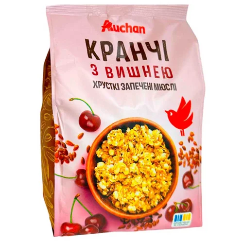 Кранчі Auchan з вишнями 350г