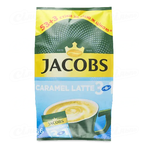 Напій кавовий «Jacobs 3в1 Карамель Латте» 53+3, 56*12,3г
