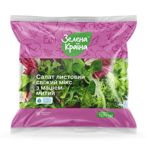 Салат листовий Зелена Країна свіжий мікс з машем митий 120г