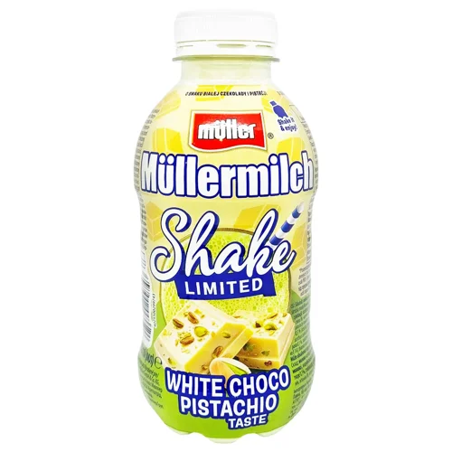 Напій молочний Muller Müllermilch Shake Білий шоколад-Фісташка 3,5% 400г