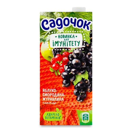 Нектар З М'якоттю Стерилізований Яблуко-Смородина-Журавлина, т/п 0.95л