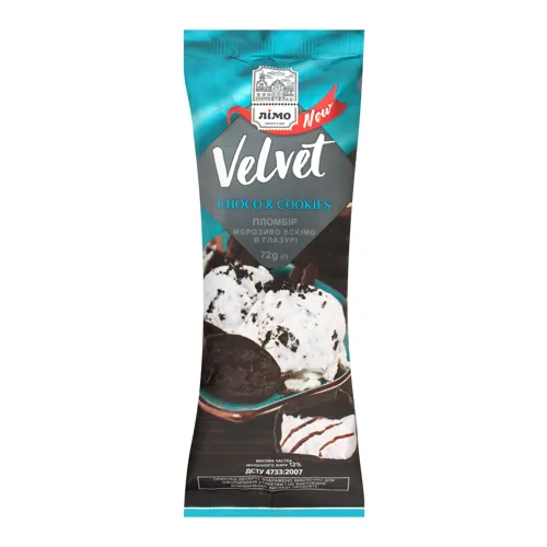 Морозиво 12% Choco&Cookies Velvet Лімо м/у 72г