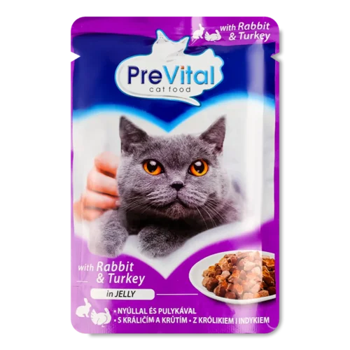 Корм для котів PreVital з кроликом та індичкою у желе
