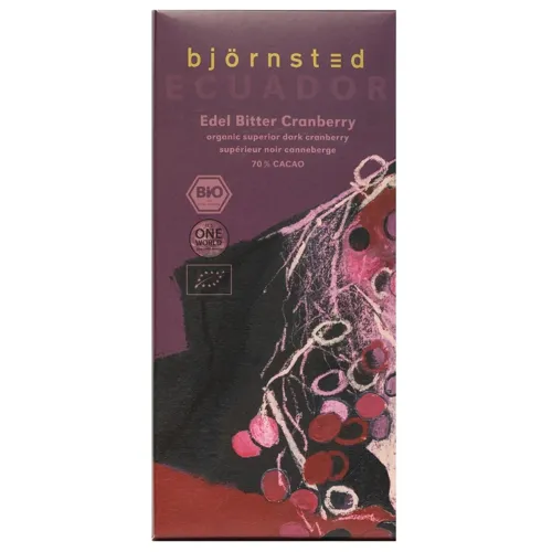 Шоколад Bjornsted органічний чорний з журавлиною 70%, 100г