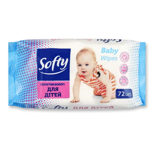 Дитячі Вологі Серветки Softy Baby, 72 шт, в/ґ