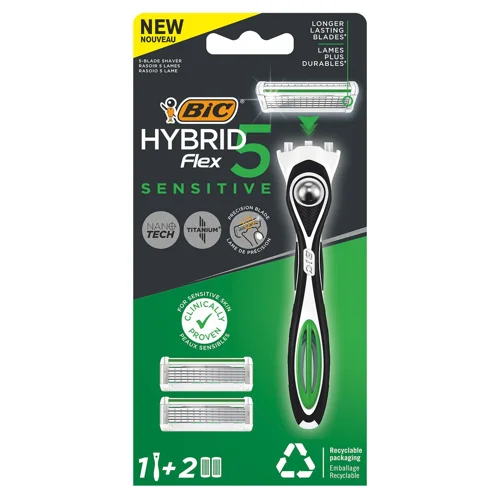 Бритва чоловіча Bic Flex 5 Hybrid Sensitive з 2 картриджами