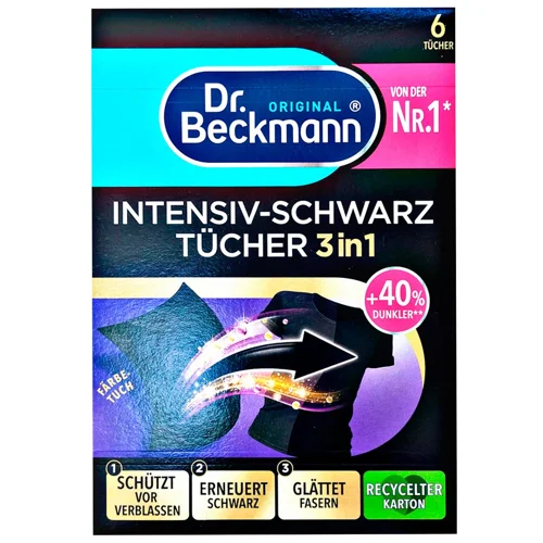Серветки Dr.Beckmann 3in1 для оновлення чорного кольору і тканини 6шт