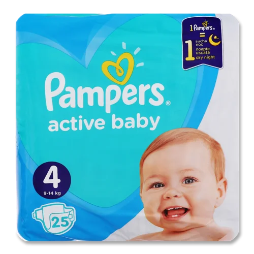 Підгузки Дитячі 9-14кг 4 Active Baby Pampers, 25шт, в/ґ