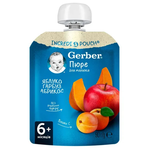 Пюре Gerber яблуко-гарбуз-абрикос 90г
