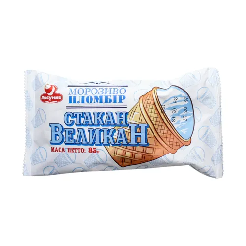 Морозиво Ласунка Пломбір Великан стакан 85г
