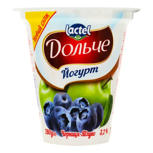 Йогурт 3.2% Чорниця-яблуко Дольче ст 280г