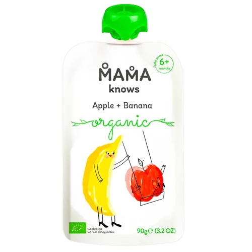 Пюре Mama knows органічне яблуко-банан 90г