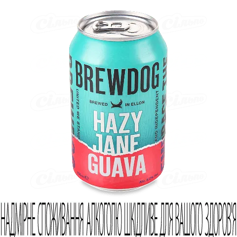 Пиво BrewDog Hazy Jane Guava світле з залізної банки, 0,33л