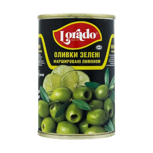 Оливки зелені фаршировані лимоном Lorado з/б 314мл