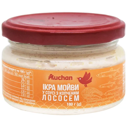 Ікра мойви Auchan у соусі з копченим лососем 180г
