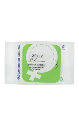 Вологі Серветки для Інтимної Гігієни Vital Charm, Ефективний Захист, 20шт