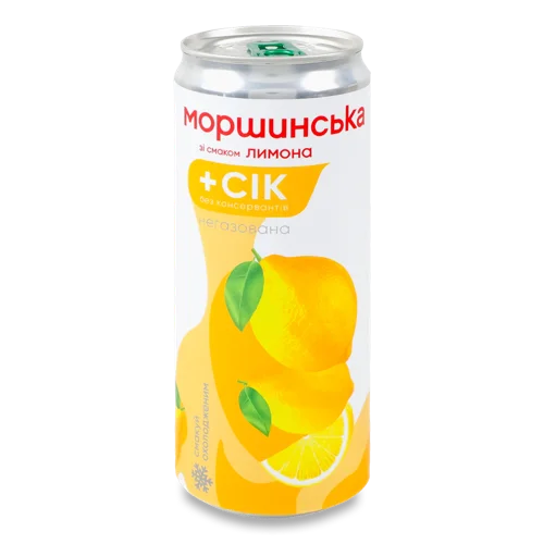 Напій Безалкогольний Негазований Соковмісний Зі Смаком Лимона, Моршинська, з/б 0.33л