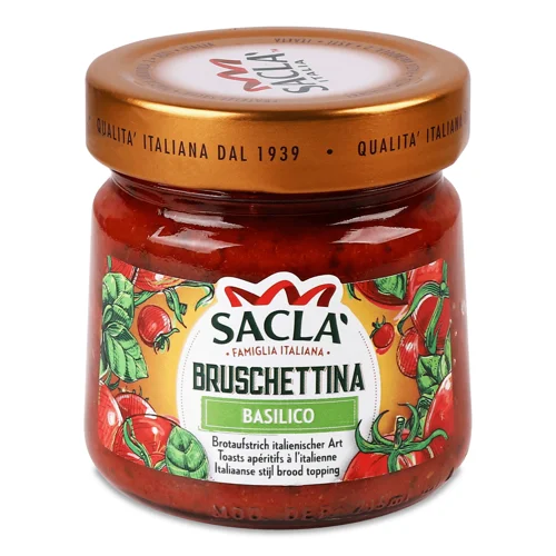 Брускетта Sacla з томатами та базиліком,190г