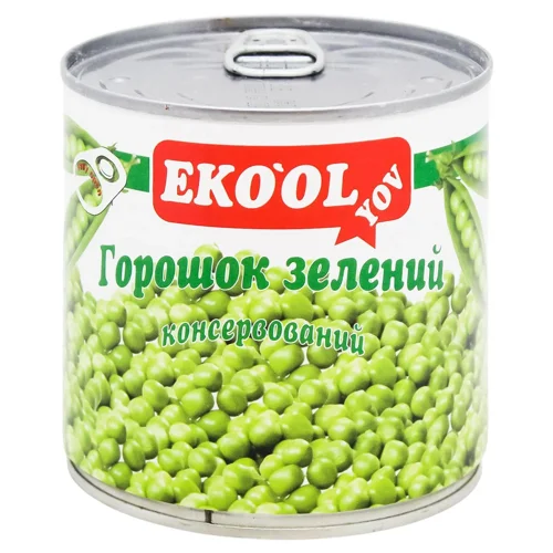Горошок Ekool  зелений консервований  з/б  400г