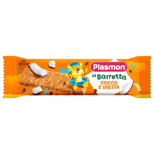 Батончик Plasmon злаковий зі смаком кокосу та родзинок 20г