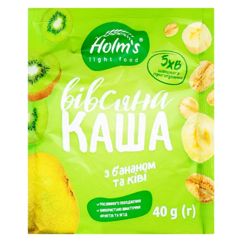 Каша вівсяна Holm's з бананом та ківі 40г