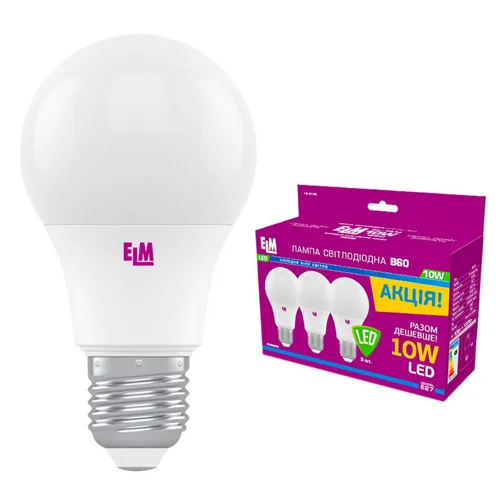 Лампа ELM Led B60 10W PA10 E27 4000K 3шт