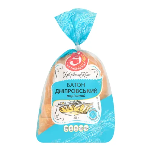 Хліб половинка в нарізці Дніпровський Дніпровський хлібокомбінат №5 м/у 225г