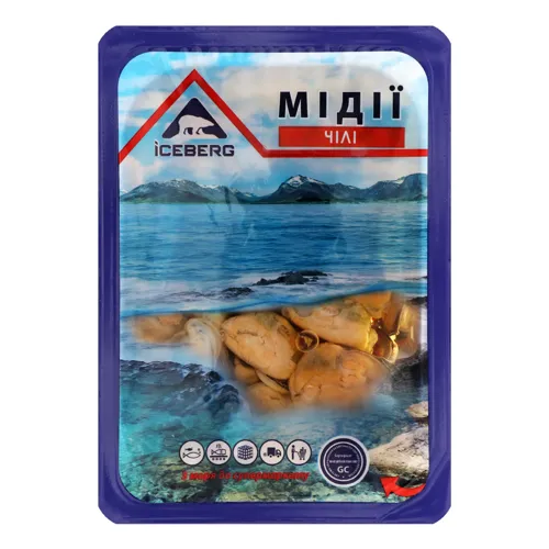 Мідії варені в олії Чилі Iceberg лоток 150г