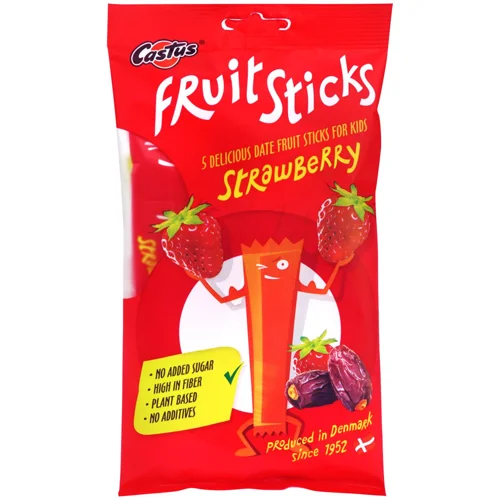 Батончик Castus фруктовий на фініковій основі зі смаком полуниці 20г